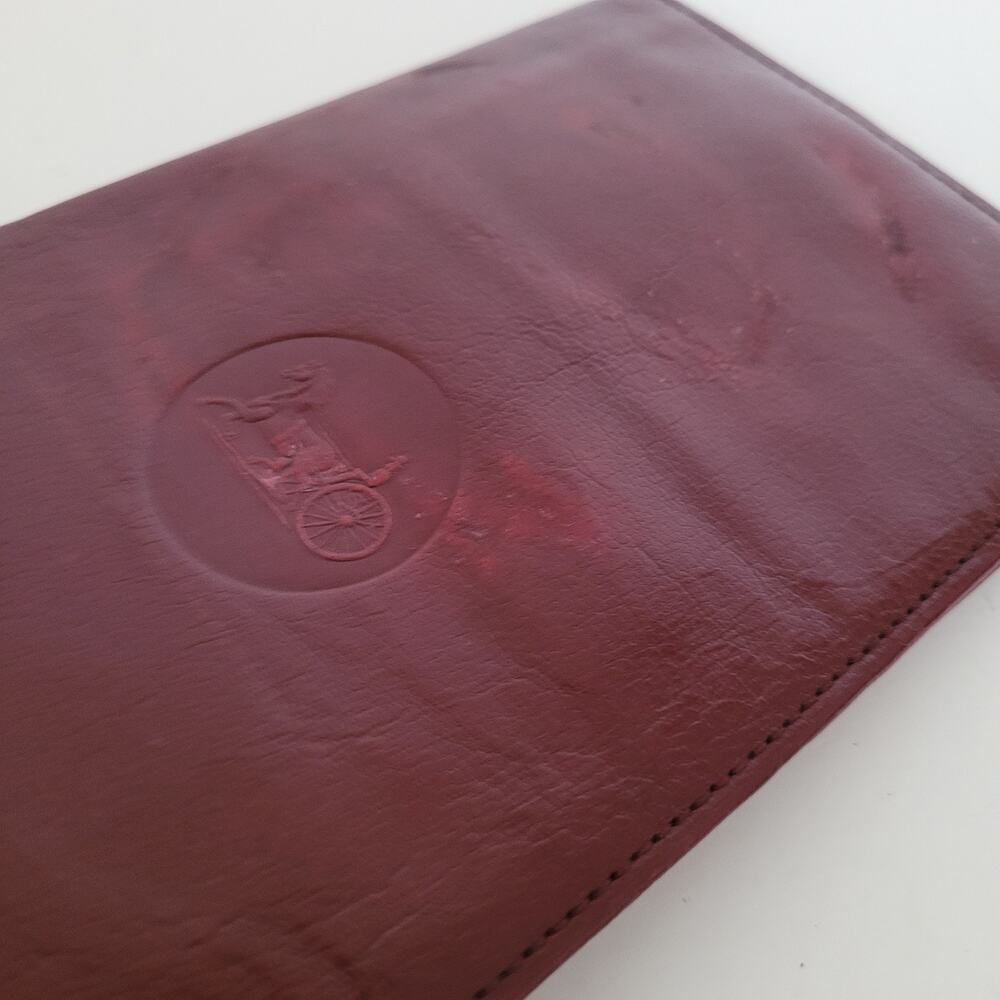 Celine Vintage Bifold Geniue Leather Large Wallet Red Carriage Logo Unisex Long - Picture 9 of 9